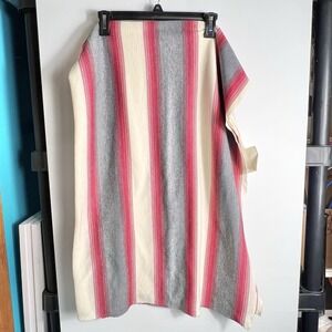 Vintage Red Gray White/Offwhite Stripe Fabric 1¼ Yards‎ 100% Polyester NOS READ